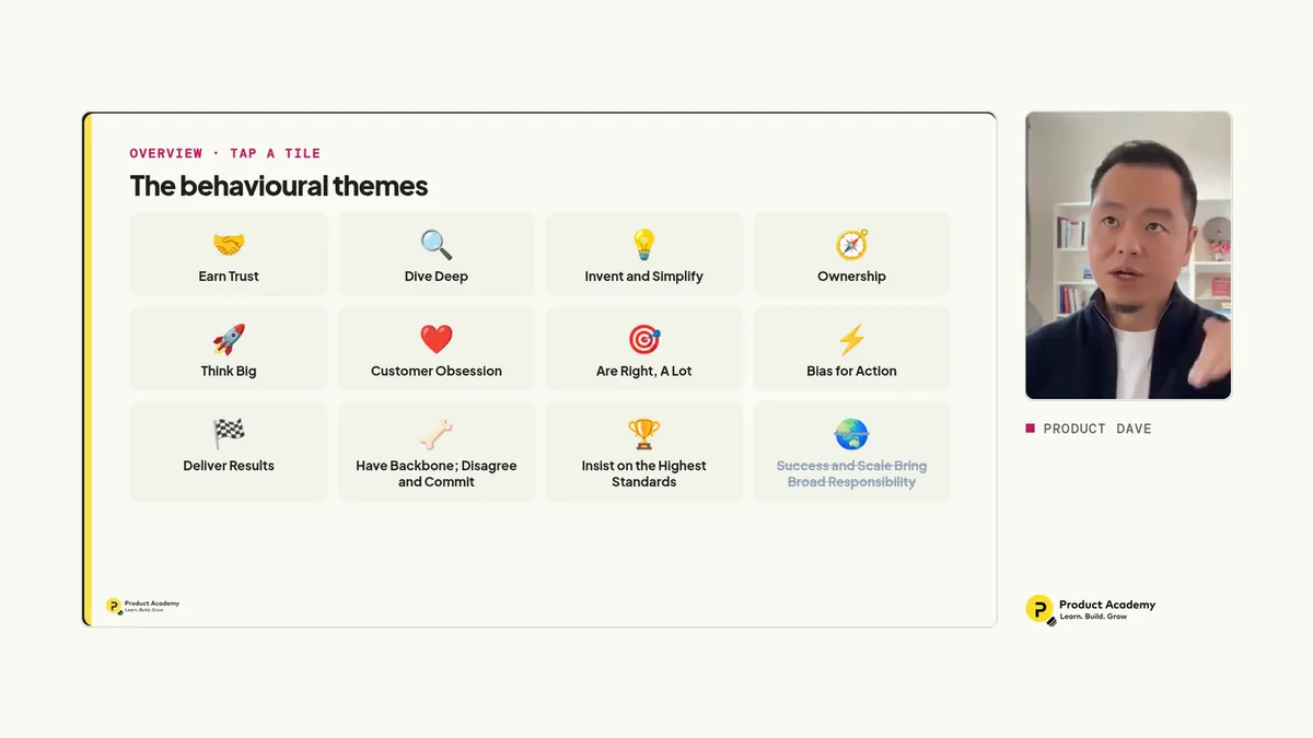 Dave teaching the behavioural themes summary slide