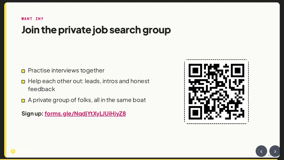 Join the private job search group slide